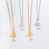 Hollowed-out four-leaf clover pendant necklace, collarbone chain, stud earrings, stainless steel seven-color chain wholesale 15 details Picture